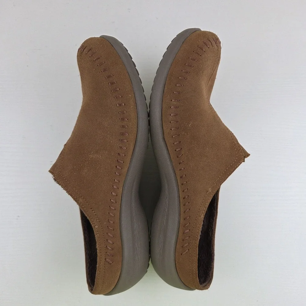 Skechers Savor Sedona Brown Suede Leather Slip On Mules Shoes Women's Size 11